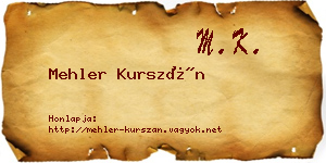 Mehler Kurszán névjegykártya